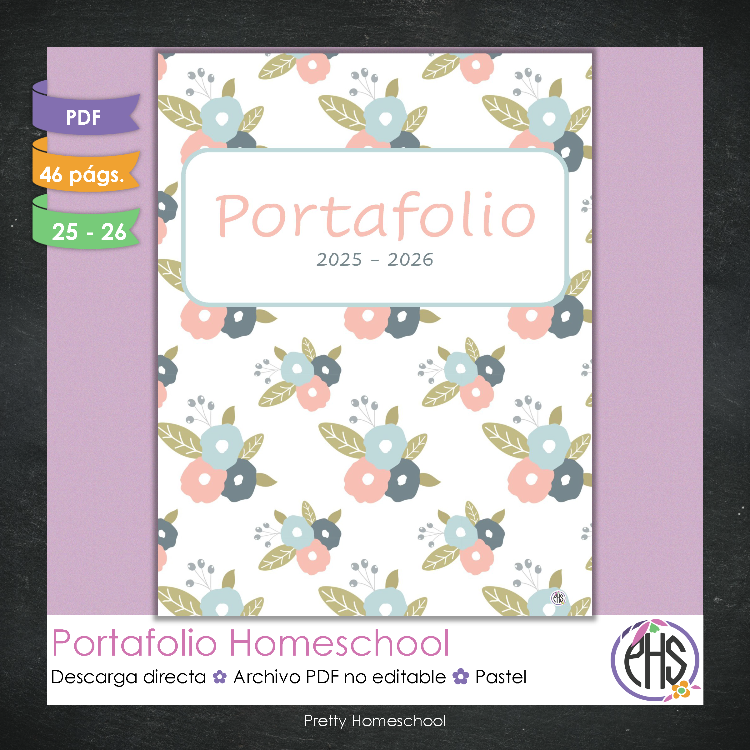 Portafolio Homeschooler 2025–2026 – Pastel (Digital SOLAMENTE)