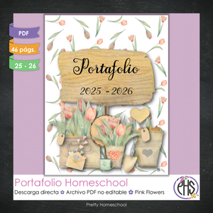 Portafolio Homeschooler 2025–2026 – Pink Flowers (Digital SOLAMENTE)