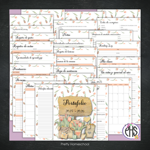 Portafolio Homeschooler 2025–2026 – Pink Flowers (Digital SOLAMENTE)