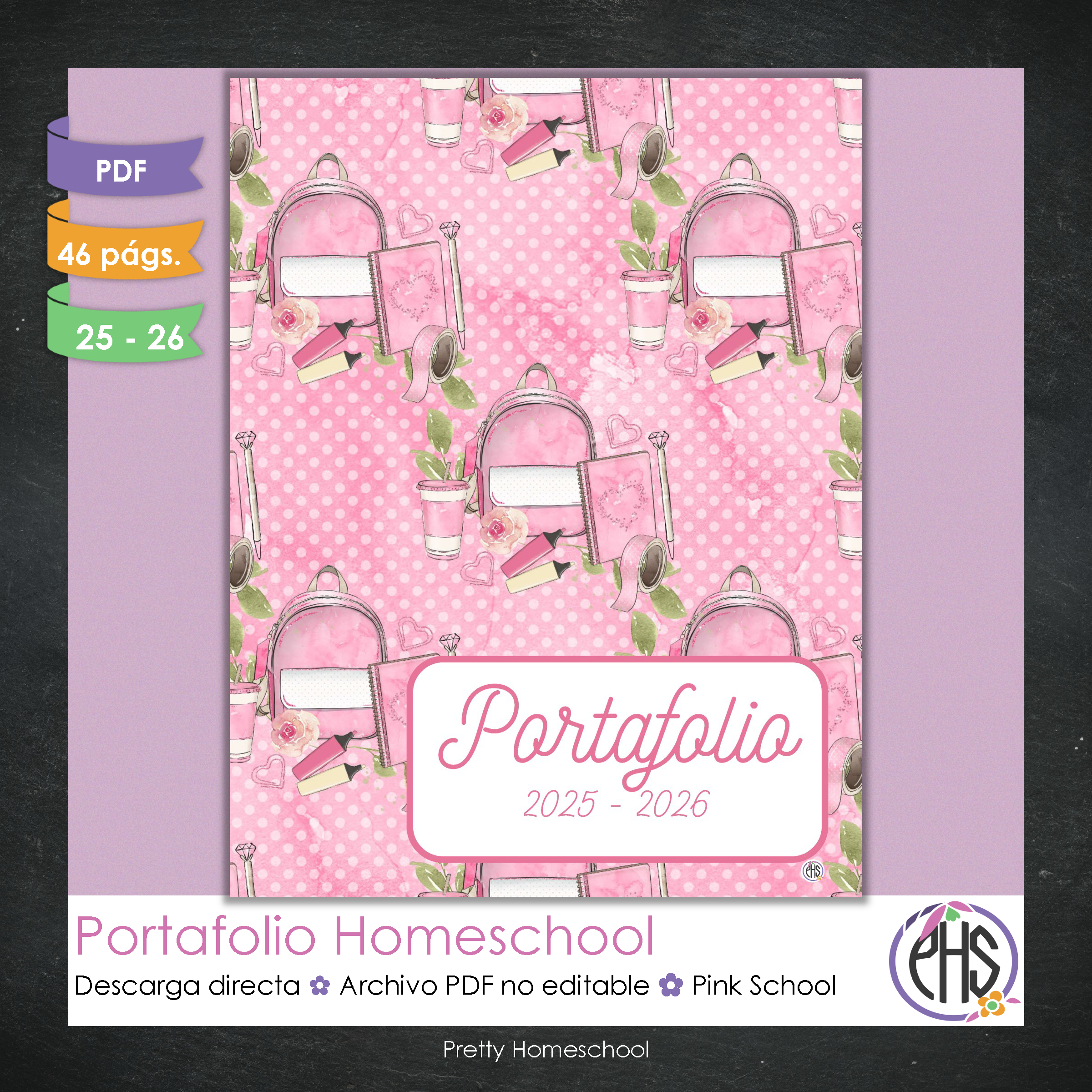 Portafolio Homeschooler 2025–2026 – Pink School (Digital SOLAMENTE)