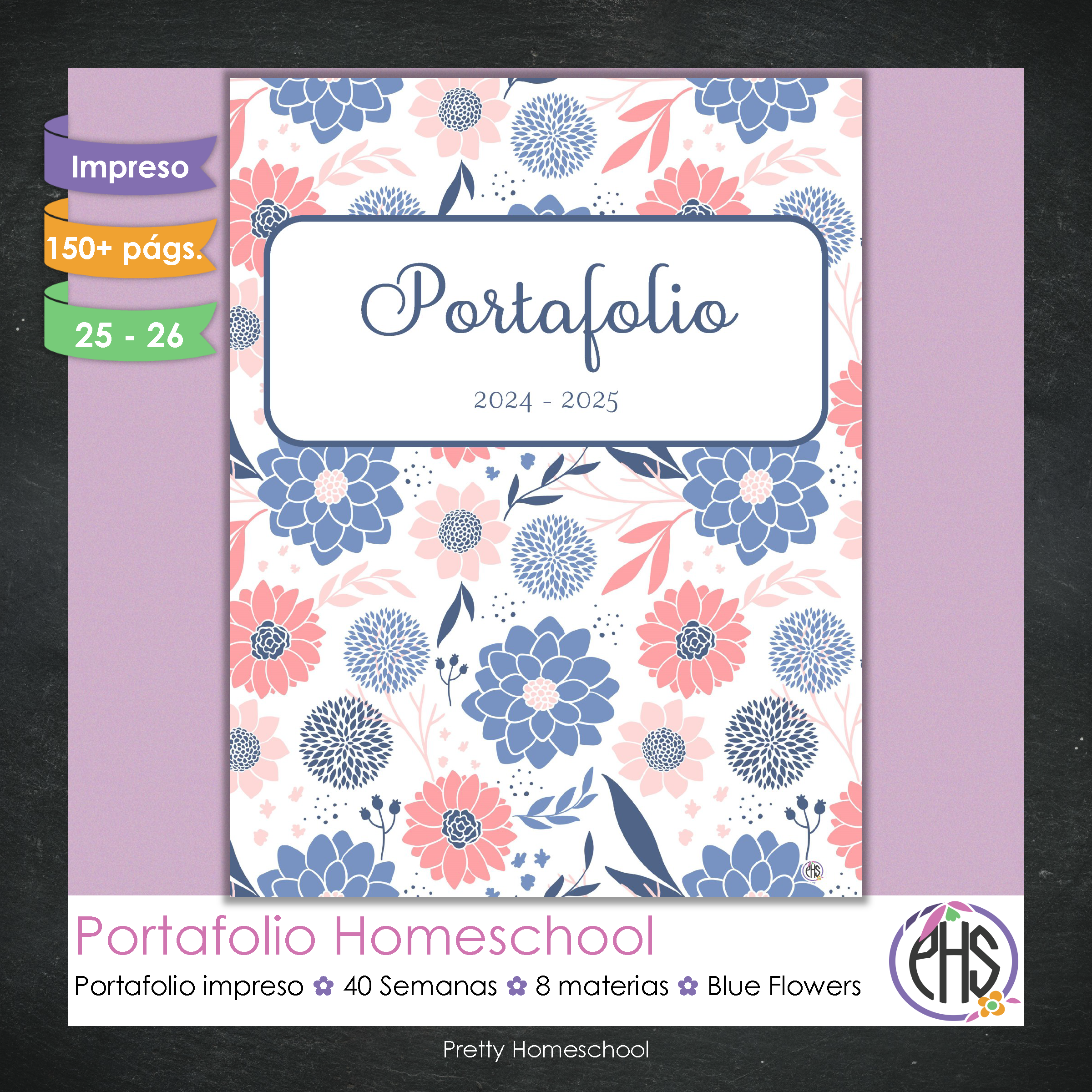 Portafolio Homeschooler 2025 – 2026 - Blue Flower - Impreso