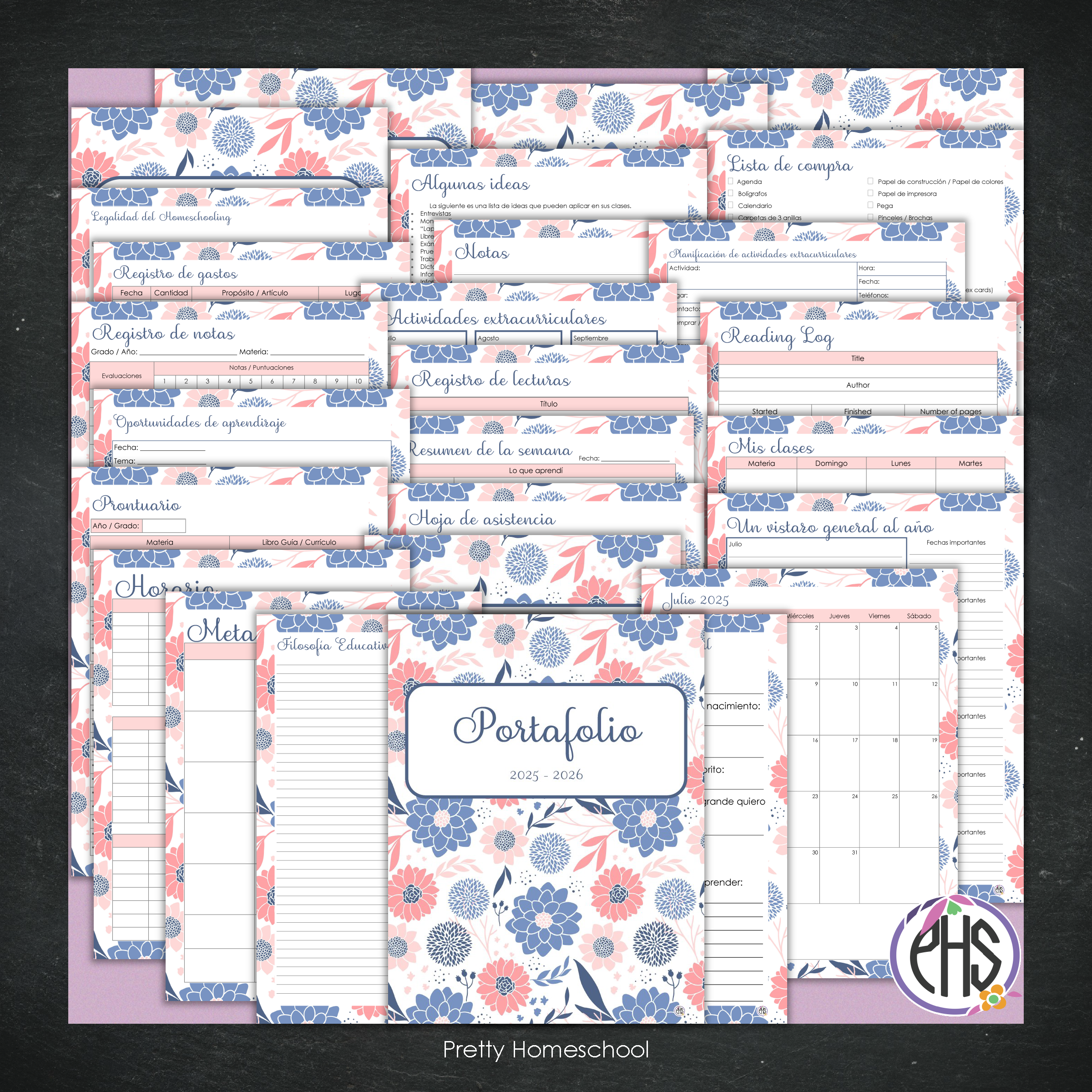 Portafolio Homeschooler 2025 – 2026 - Blue Flower - Impreso