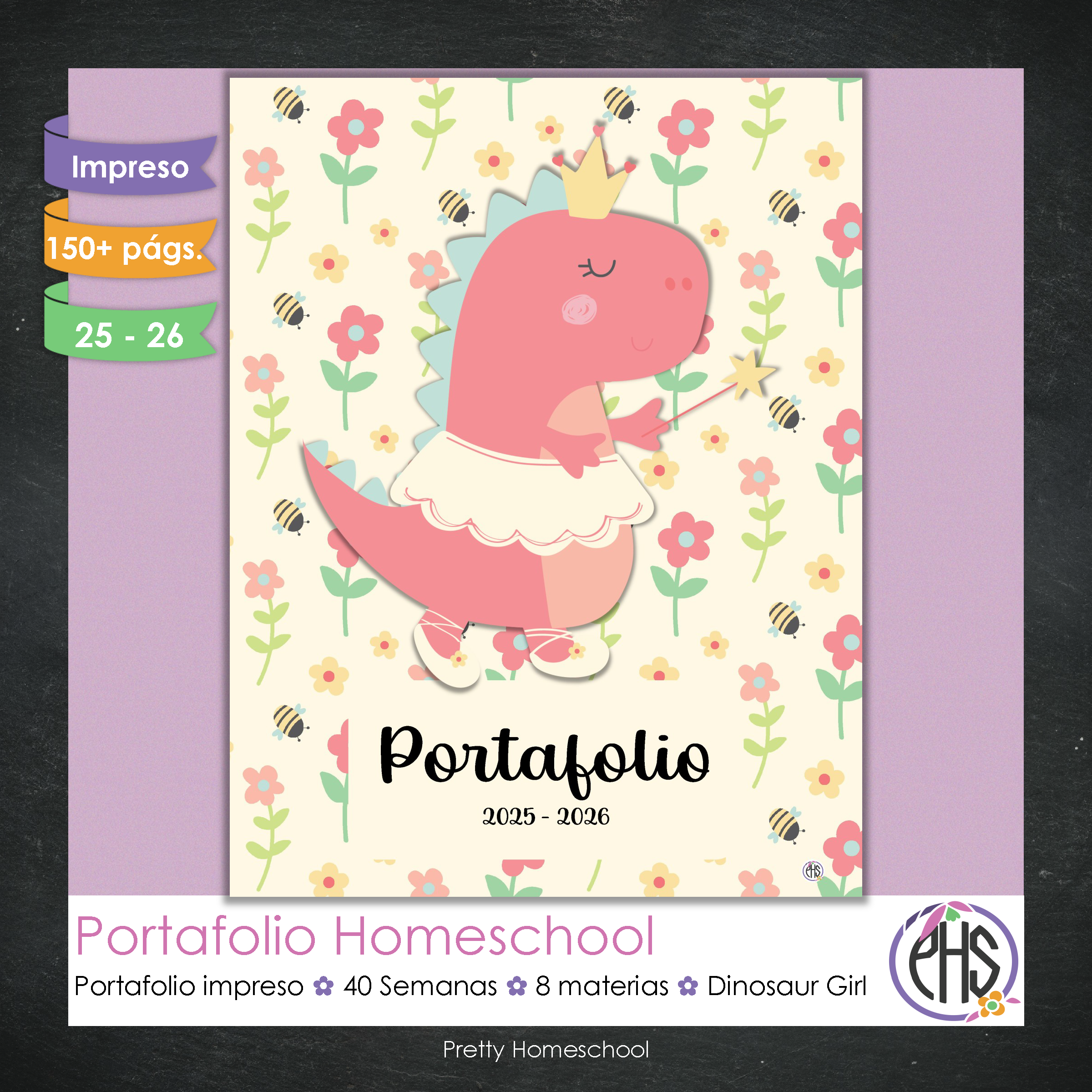 Portafolio Homeschooler 2025 – 2026 - Dinosaur Girl - Impreso