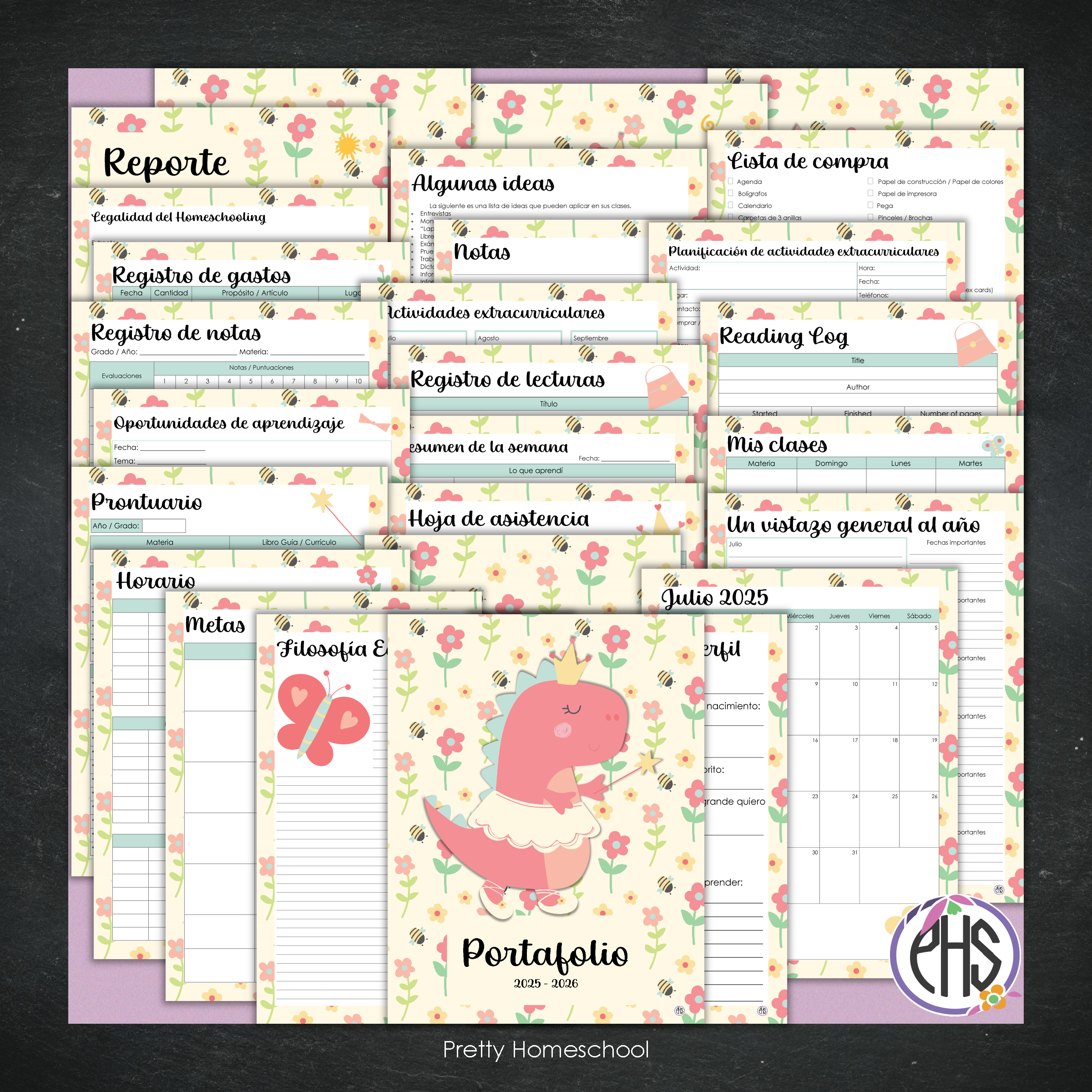 Portafolio Homeschooler 2025 – 2026 - Dinosaur Girl - Impreso