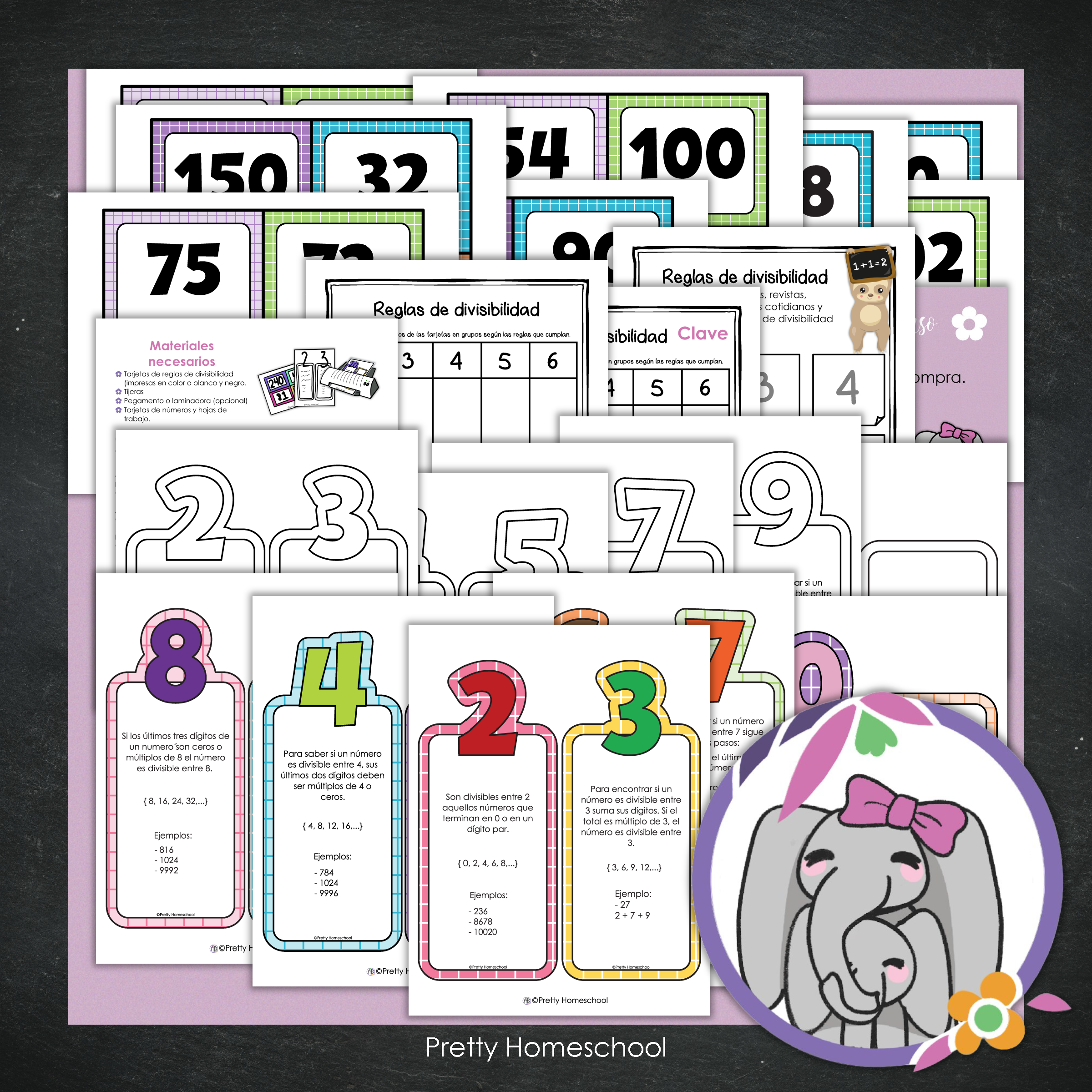 Actividad de Reglas de Divisibilidad – Juego de Matemáticas Imprimible y Páginas para Libreta Interactiva