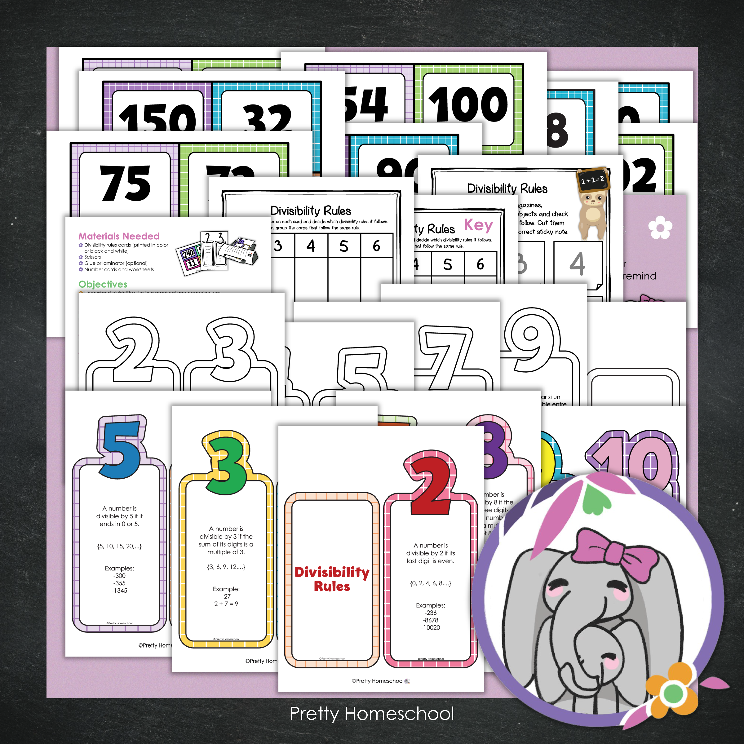 Divisibility Rules Printable | Math Game, Worksheets & Interactive Notebook for Kids