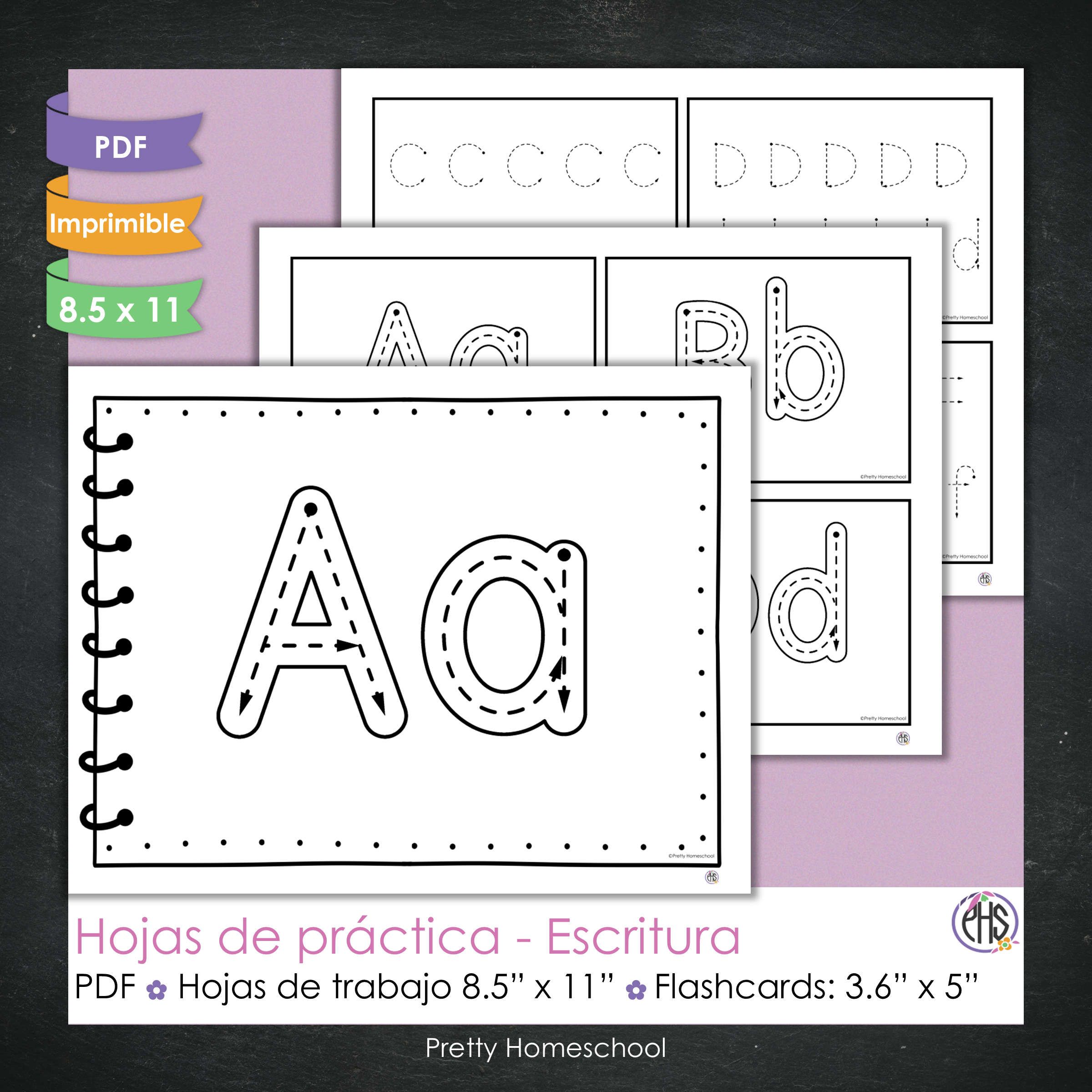 Tarjetas de trazado de letras imprimibles - Actividades de escritura para niños - Aprendizaje presscolar y de kinder