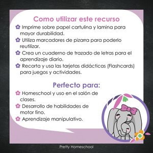 Tarjetas de trazado de letras imprimibles - Actividades de escritura para niños - Aprendizaje presscolar y de kinder