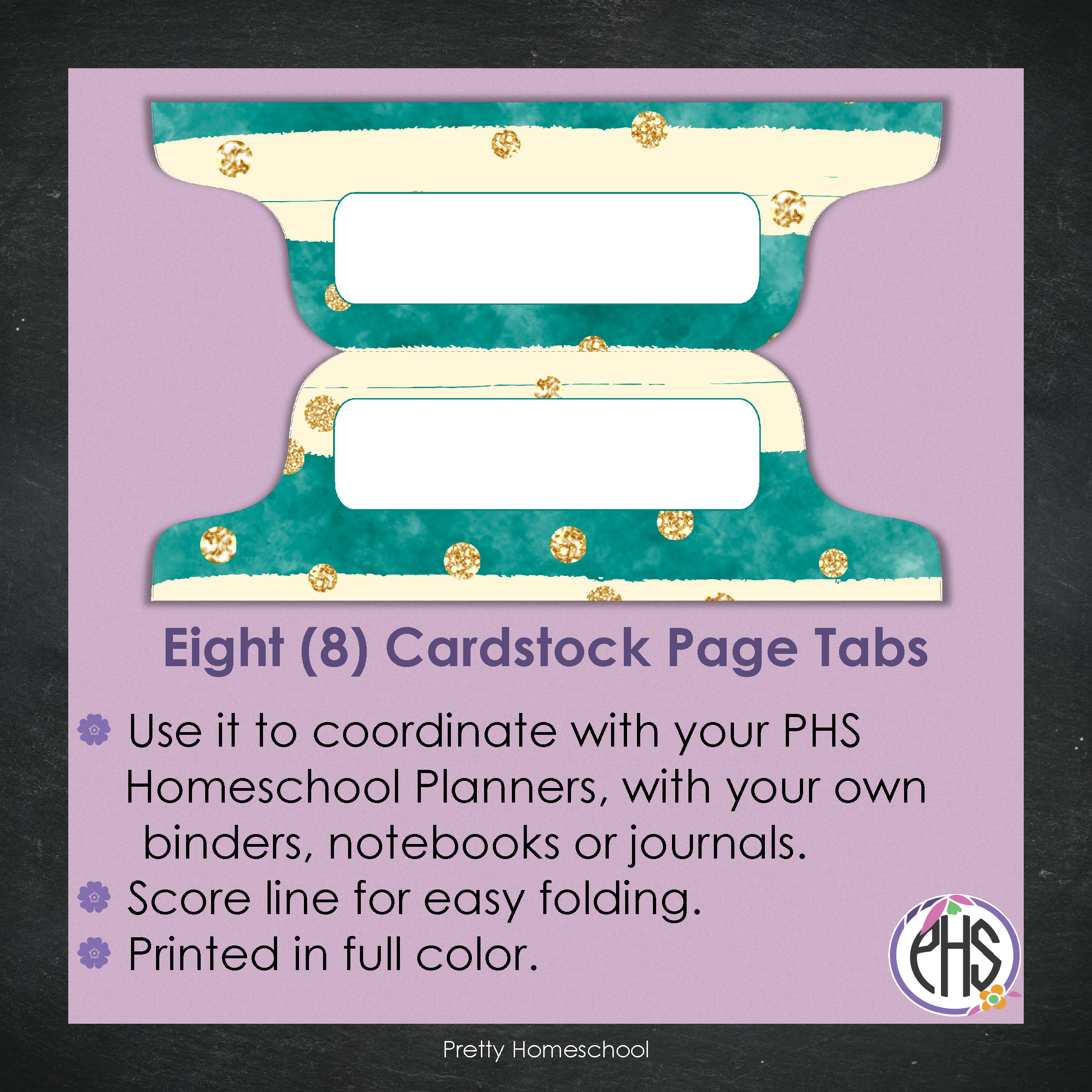 Page Tabs / Homeschool Planner / Emerald and Gold