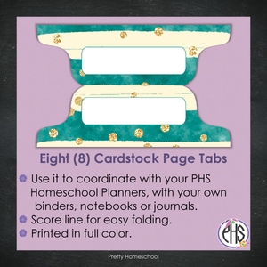 Page Tabs / Homeschool Planner / Emerald and Gold