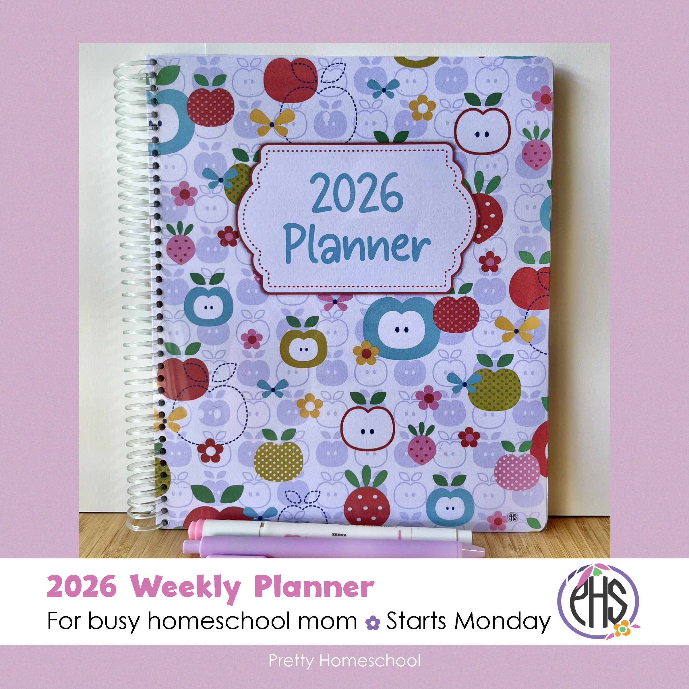 2026 Weekly Planner for Busy Homeschool Moms — Spiral Mom Organizer for Home & School