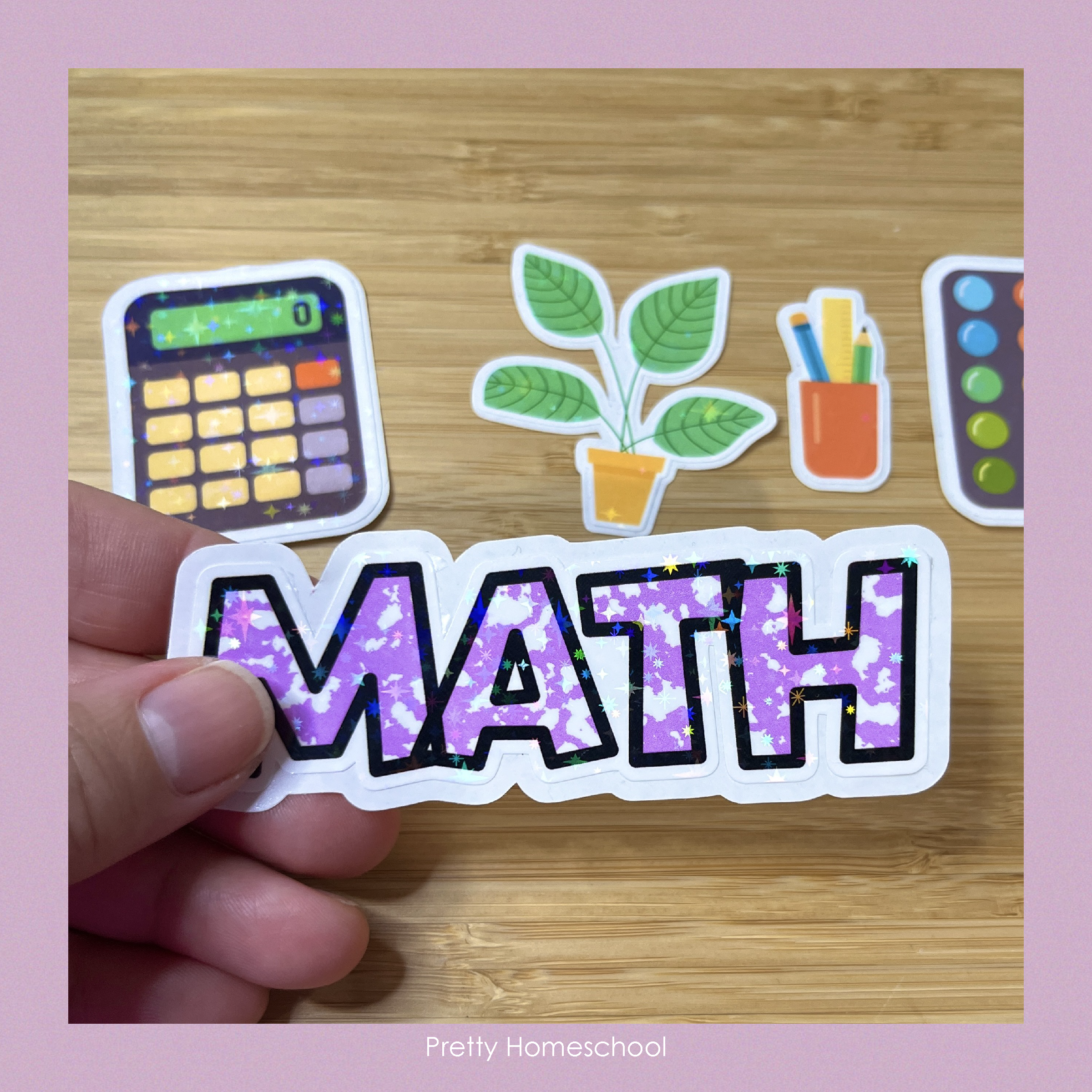5-Piece Die-Cut Sticker Set – Subjects + School Supplies | Holographic | Weatherproof