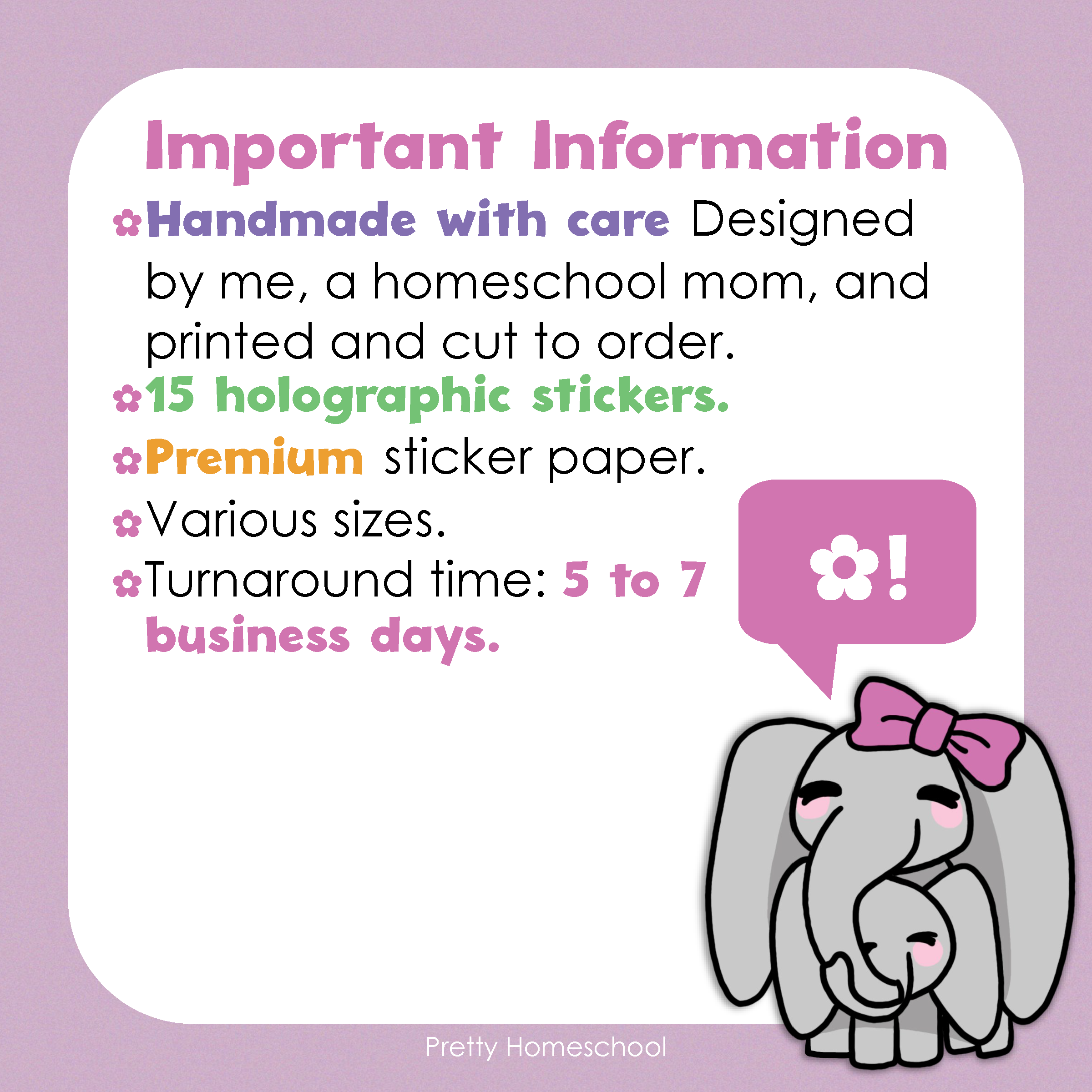 5-Piece Die-Cut Sticker Set – Subjects + School Supplies | Holographic | Weatherproof