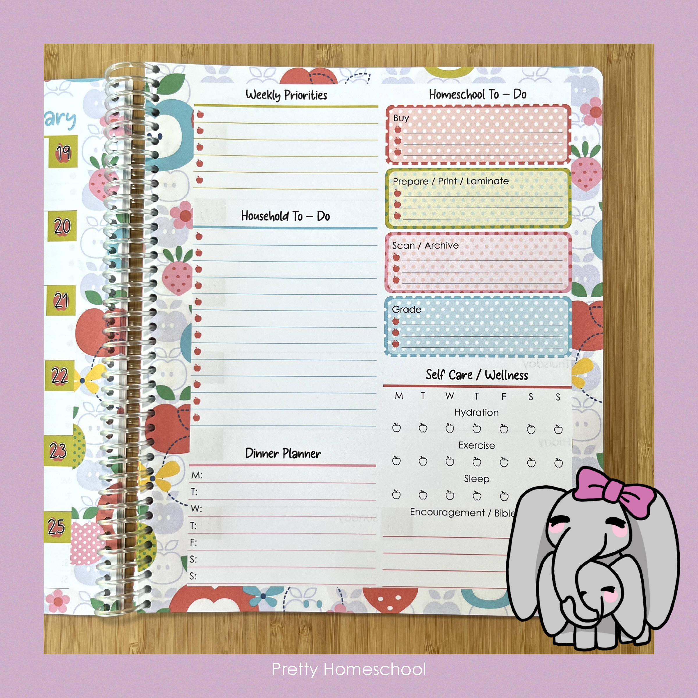 2026 Weekly Planner for Busy Homeschool Moms — Spiral Mom Organizer for Home & School
