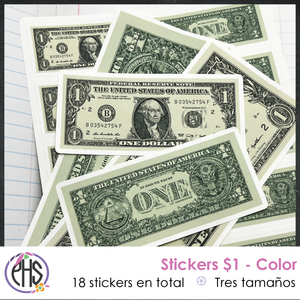 Stickers billetes de un dolar $1