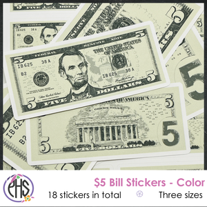 Math Five-dollar Bill Stickers $5