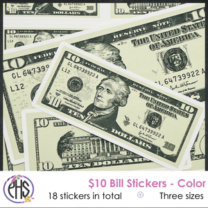 Math Ten-dollar Bill Stickers $10