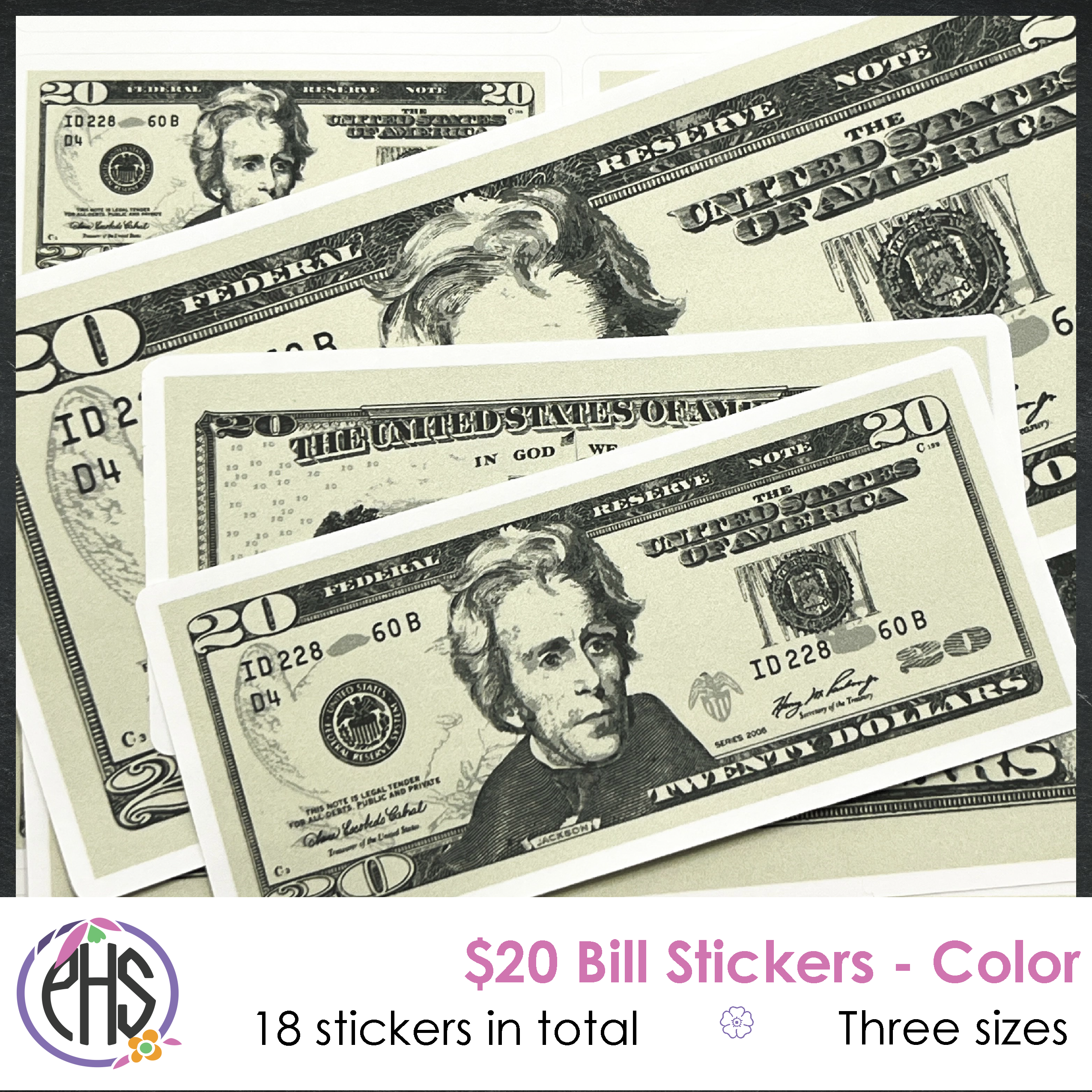 Math Twenty-dollar Bill Stickers $20