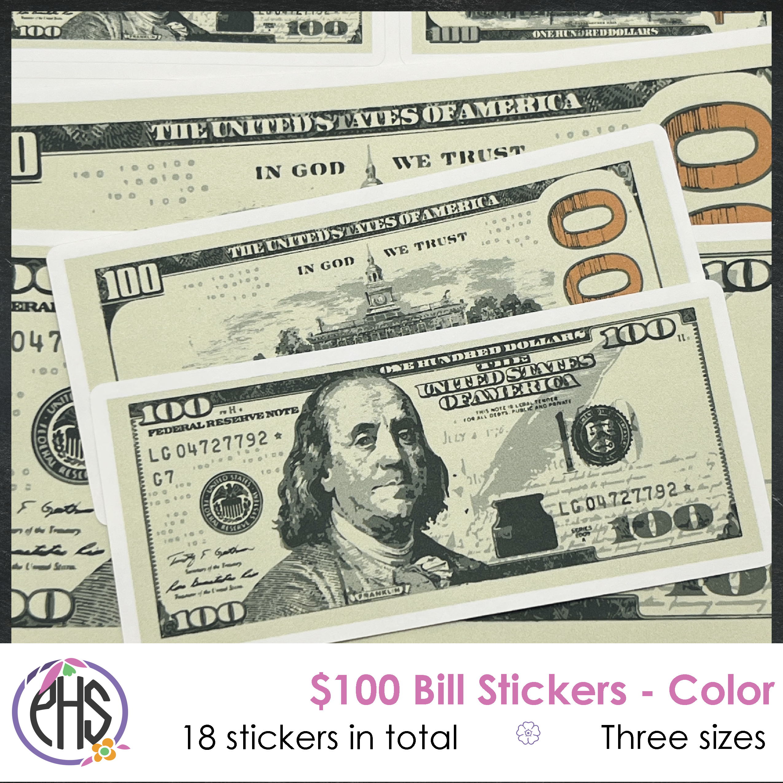 Math One-hundred-dollar Bill Stickers $100