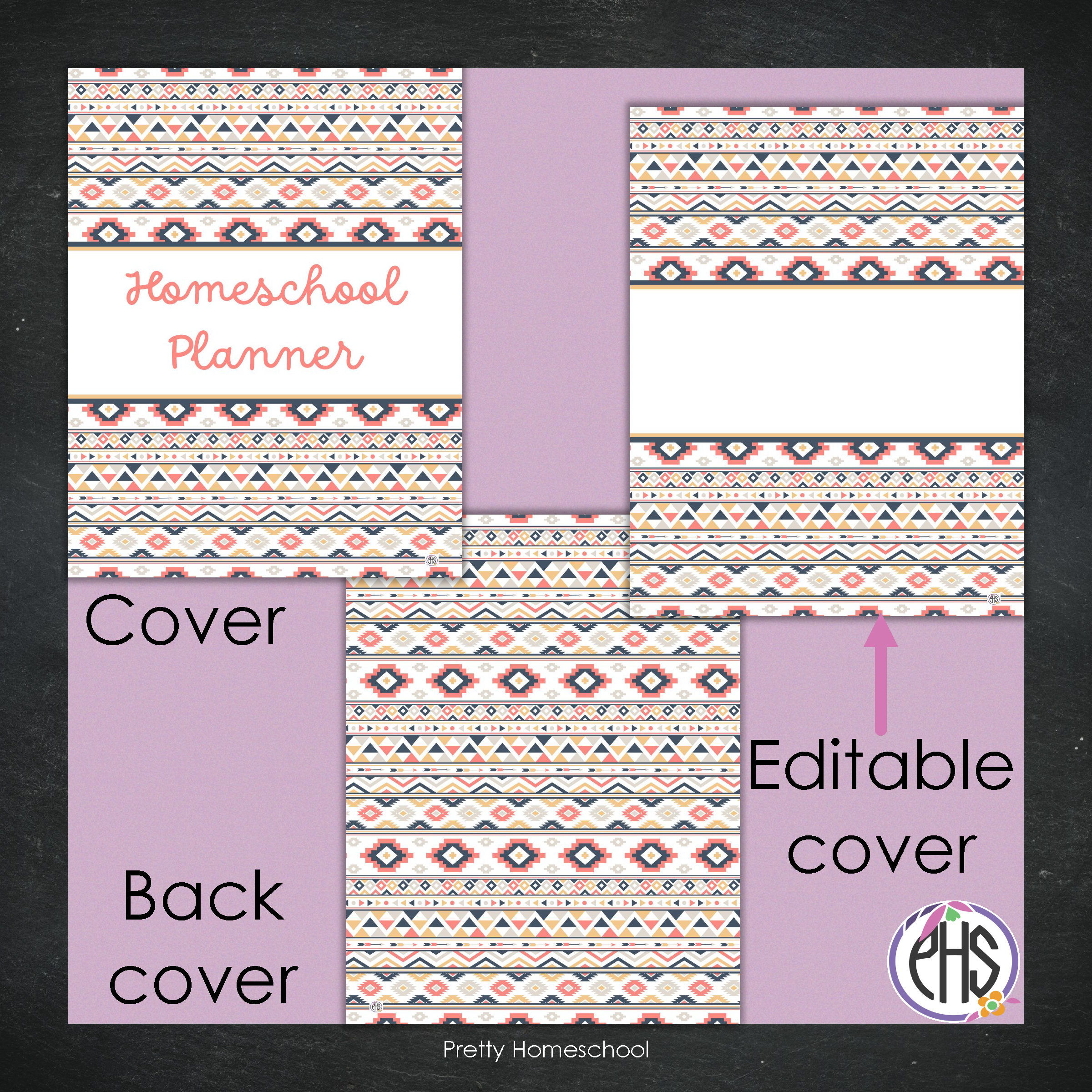 Homeschool Planner Binder Covers and Spines / Aztec