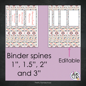 Homeschool Planner Binder Covers and Spines / Aztec