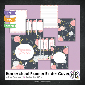 Homeschool Planner Binder Covers and Spines / Blush Pink