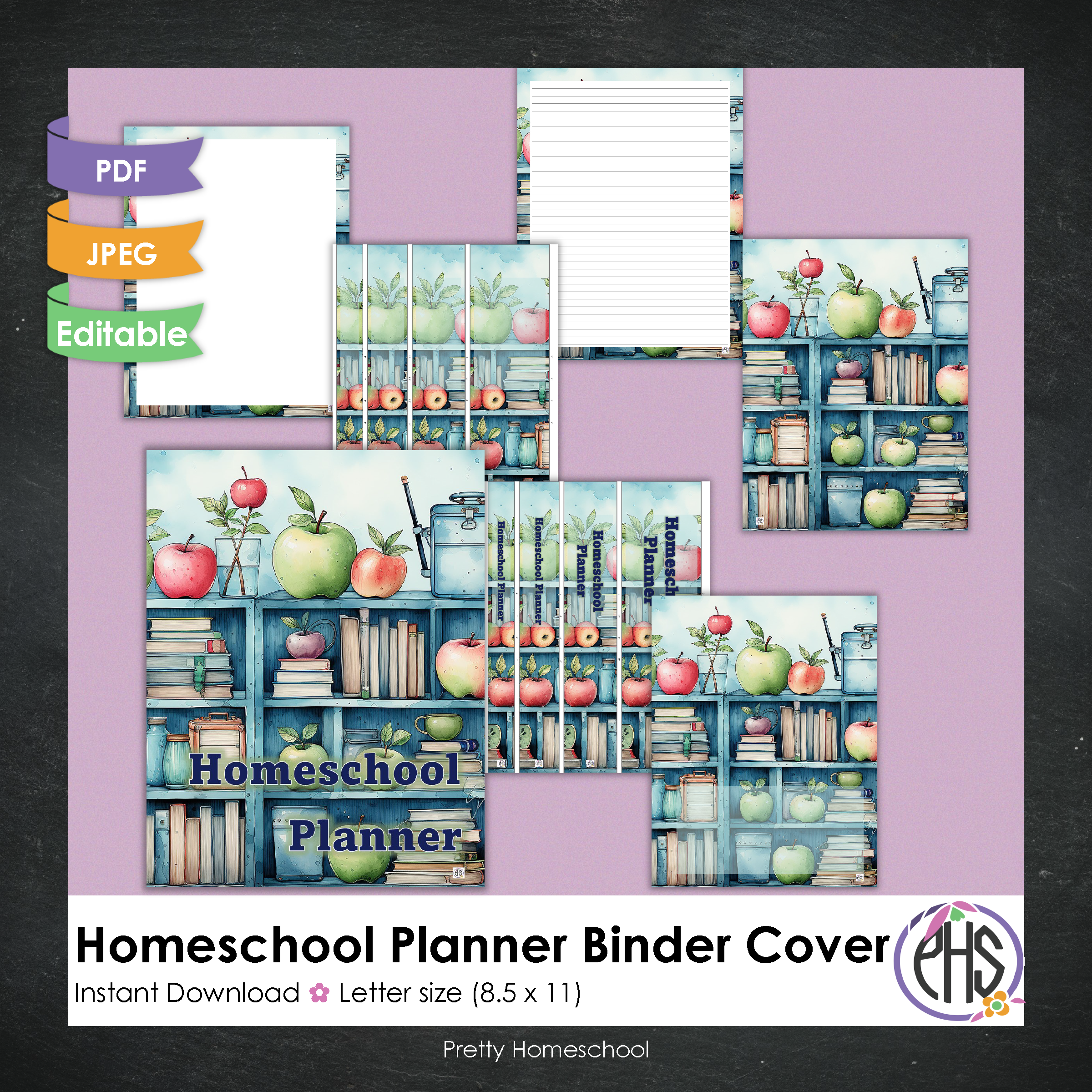 Homeschool Planner Binder Covers and Spines / Bookshelf