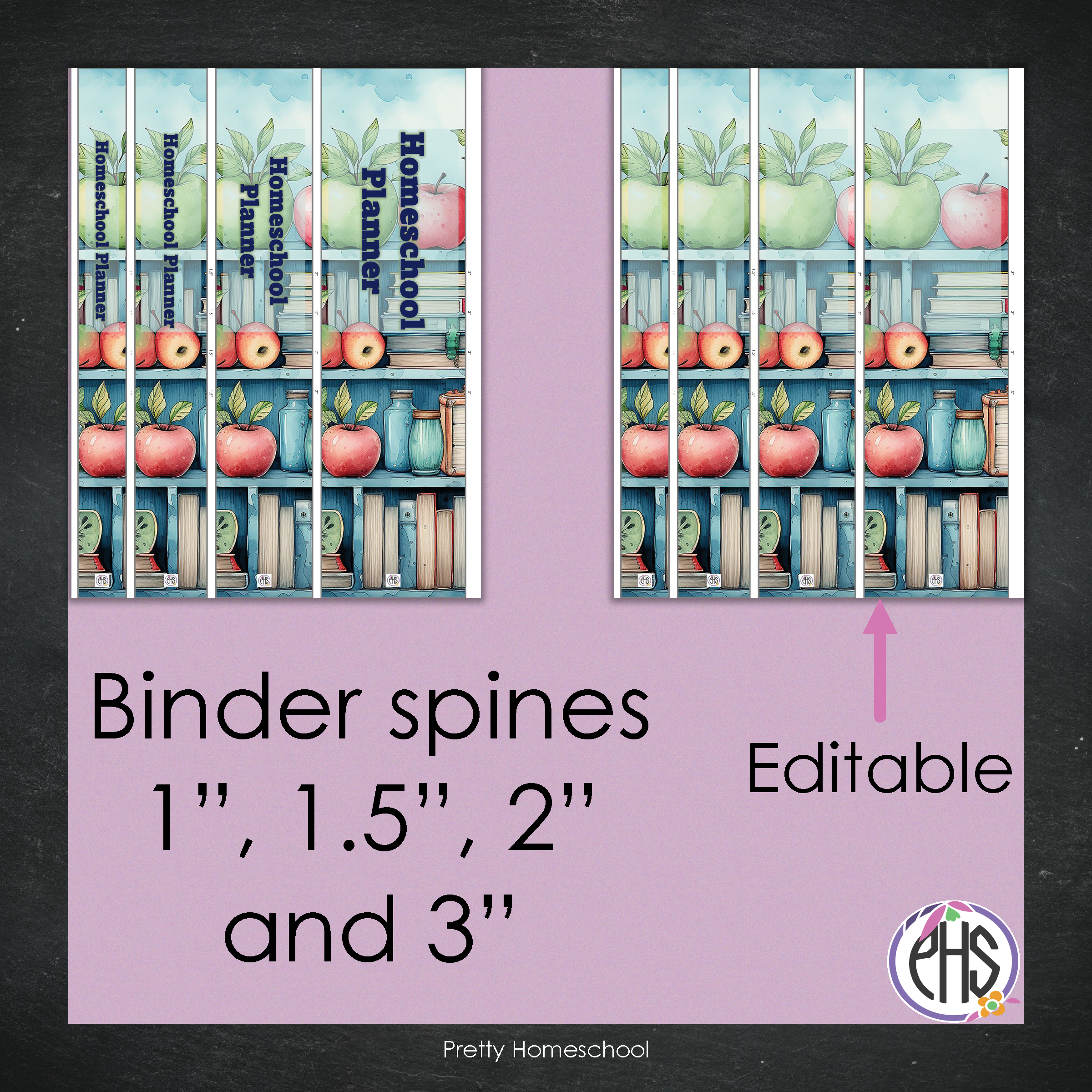 Homeschool Planner Binder Covers and Spines / Bookshelf