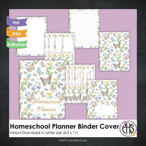 Homeschool Planner Binder Covers and Spines / Butterflies