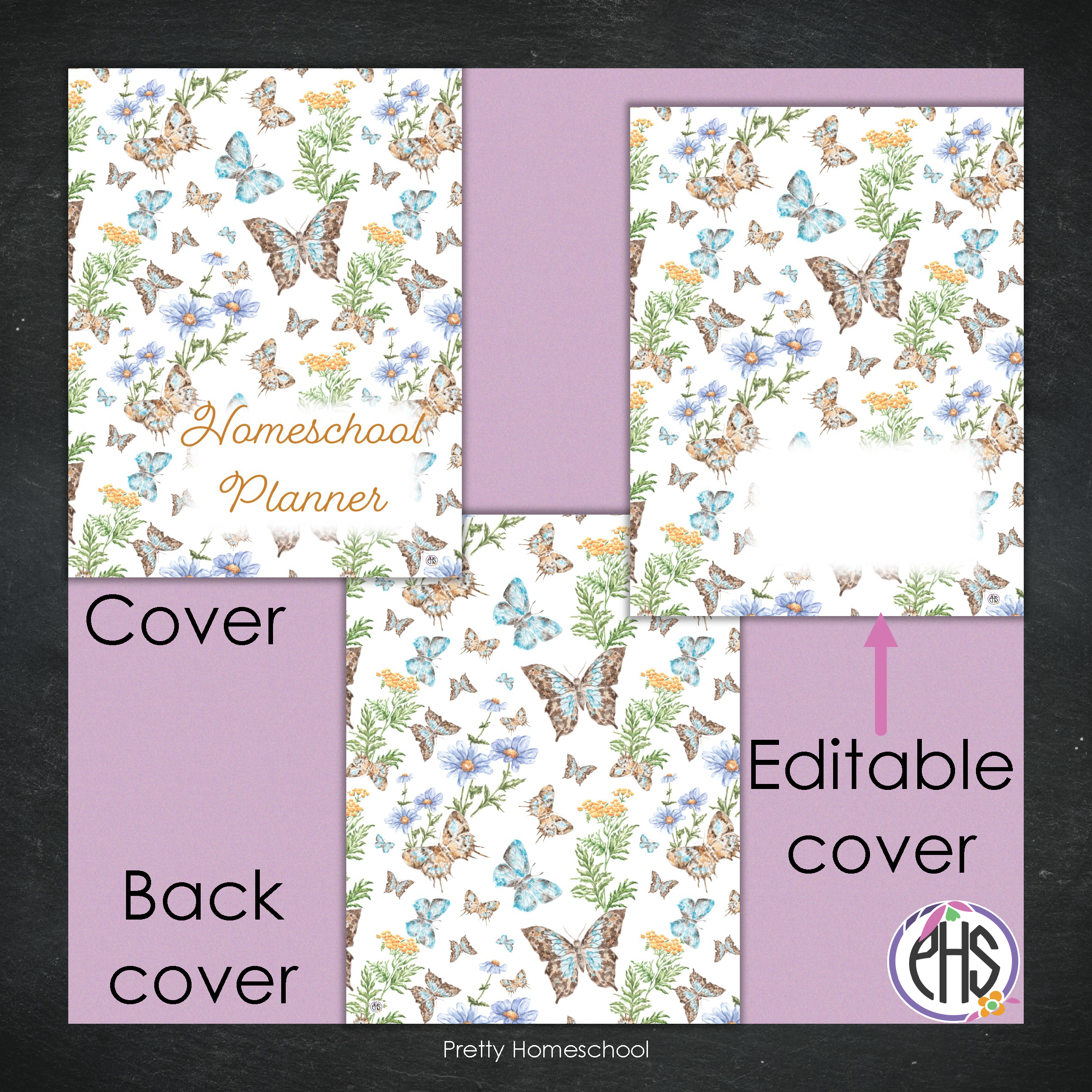 Homeschool Planner Binder Covers and Spines / Butterflies