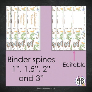 Homeschool Planner Binder Covers and Spines / Butterflies