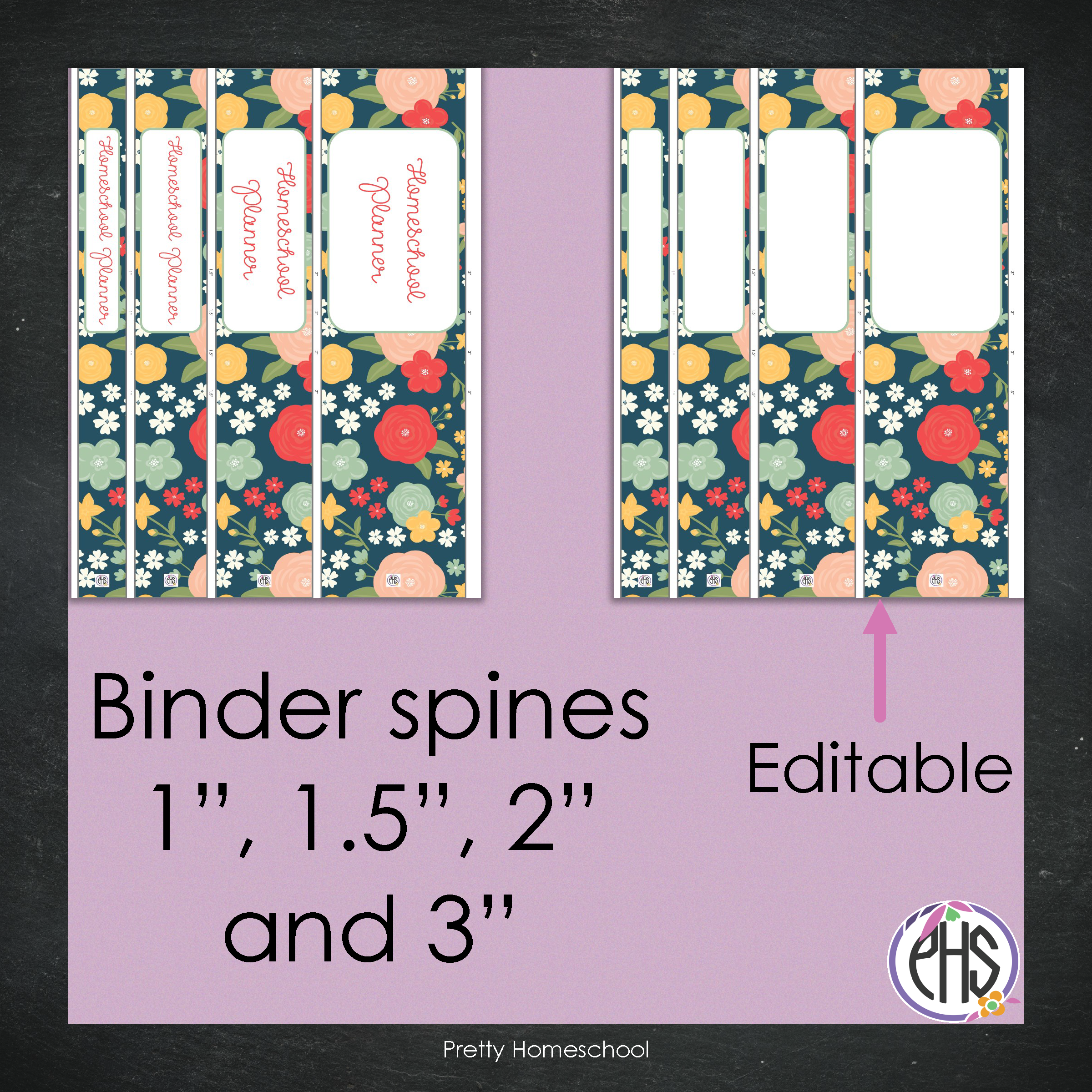 Homeschool Planner Binder Covers and Spines / Pretty Flowers