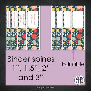 Homeschool Planner Binder Covers and Spines / Pretty Flowers