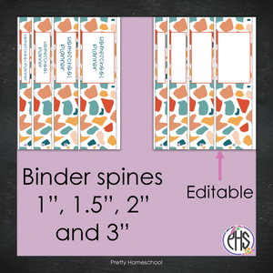 Homeschool Planner Binder Covers and Spines / Terrazo