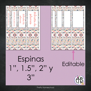 Portadas y espinas para carpetas y libreta de planes Homeschool / Aztec