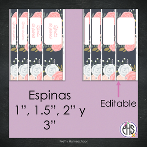 Portadas y espinas para carpetas y libreta de planes homeschool / Blush Pink