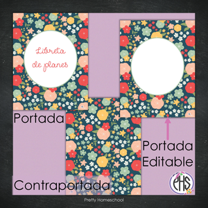 Portadas y espinas para carpetas y libreta de planes homeschool / Pretty Flowers