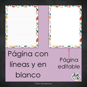 Portadas y espinas para carpetas y libreta de planes homeschool / Terrazo