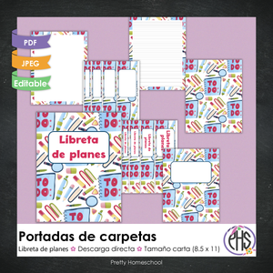 Portadas y espinas para carpetas y libreta de planes Homeschool / Escuela