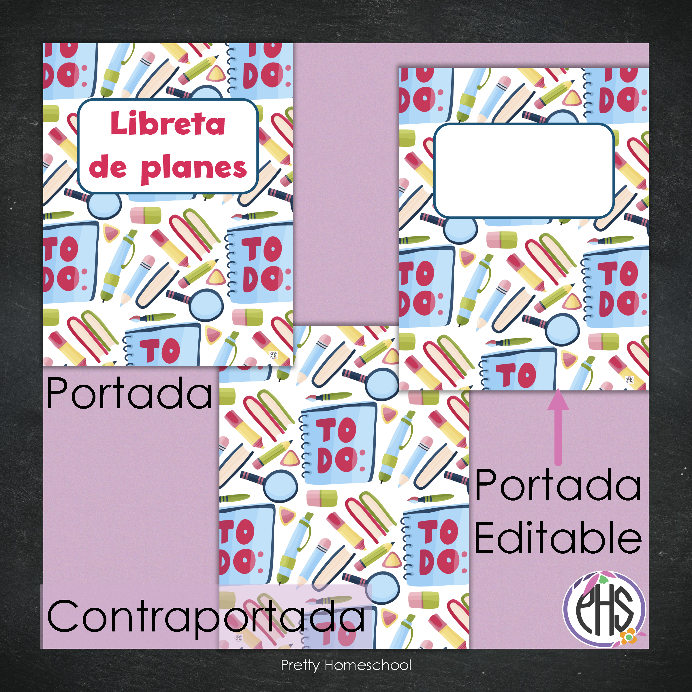 Portadas y espinas para carpetas y libreta de planes Homeschool / Escuela