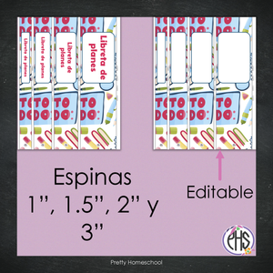 Portadas y espinas para carpetas y libreta de planes Homeschool / Escuela