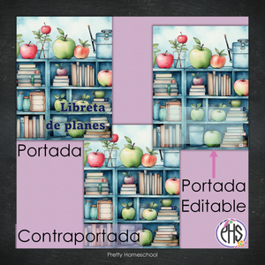 Portadas y espinas para carpetas y libreta de planes homeschool / Librero