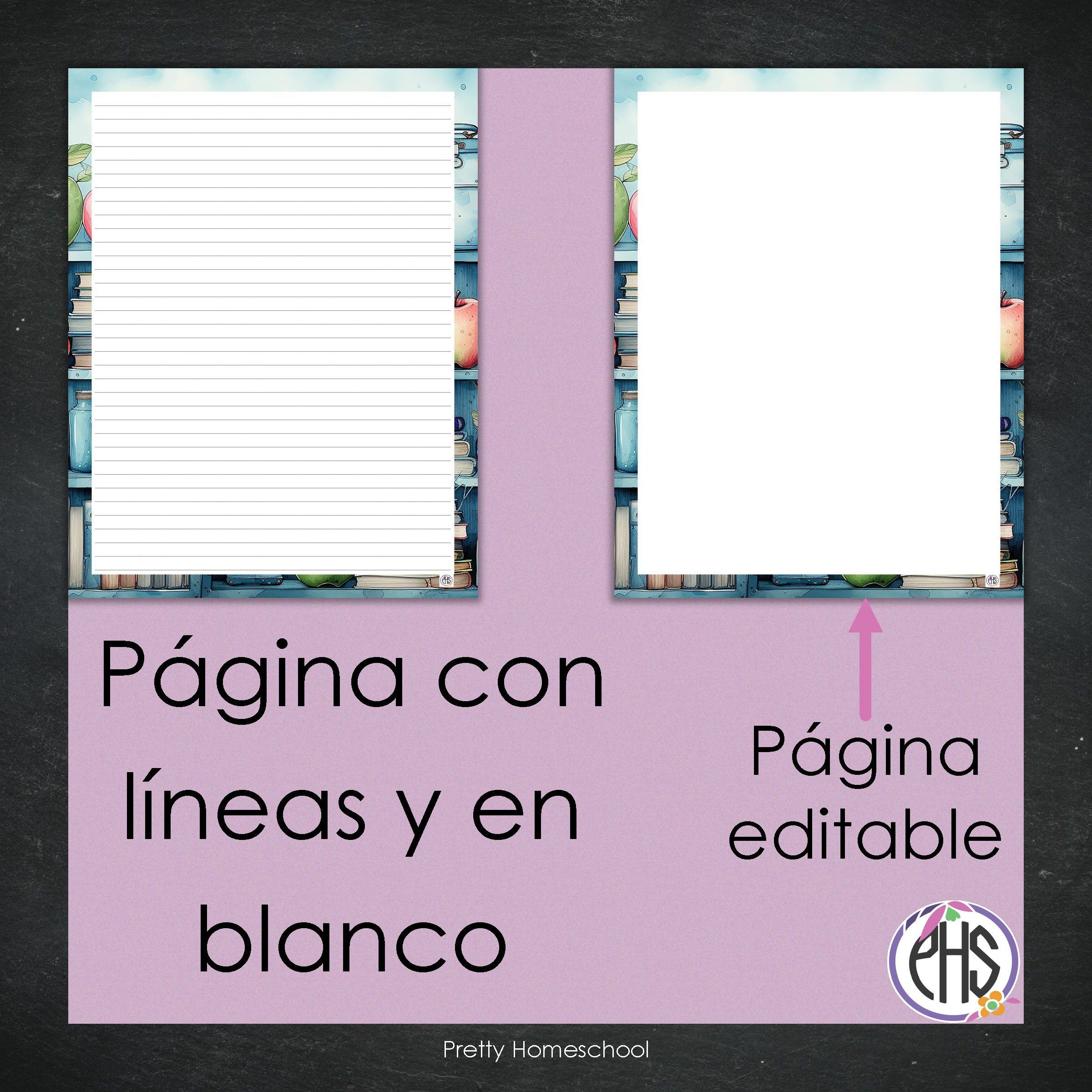 Portadas y espinas para carpetas y libreta de planes homeschool / Librero