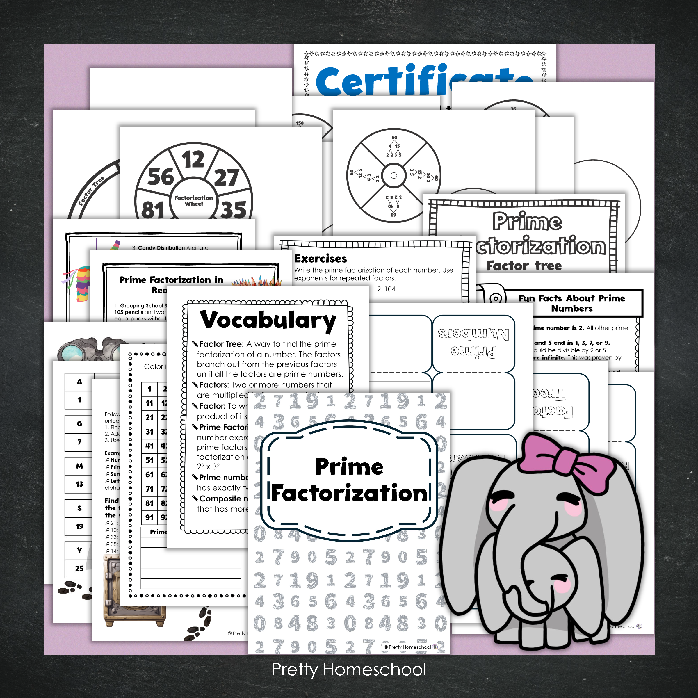 Prime Factorization Workbook - Printables Math Activities - Homeschool and Classroom Resource