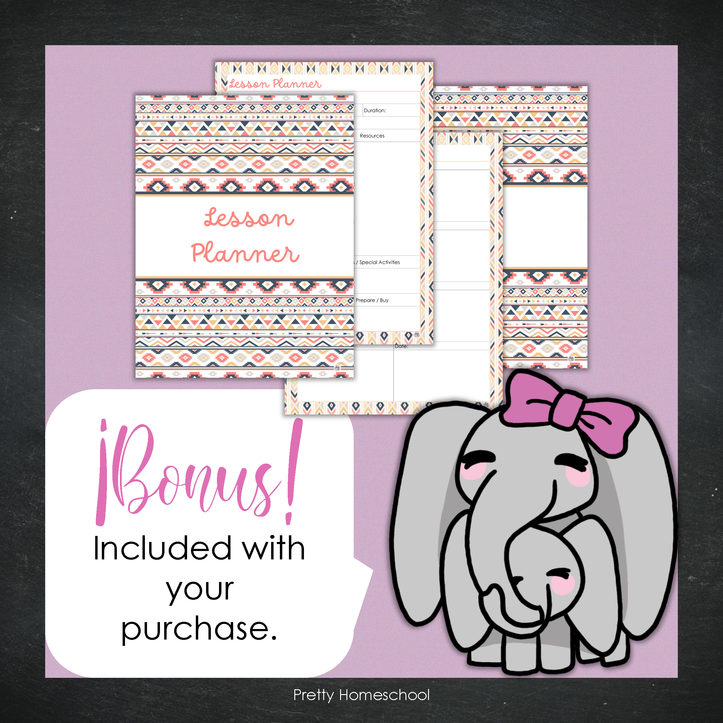 Printable Homeschool Planner | Digital PDF for Annotation or Printing | 2025-2026 School Year | Aztec Pattern Design