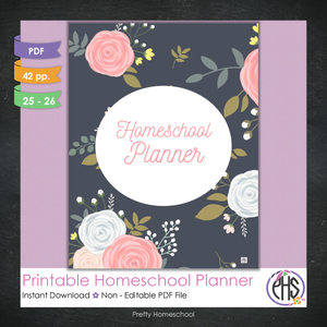 Printable Homeschool Planner | Digital PDF for Annotation or Printing | 2025-2026 School Year | Blush Pink Floral Pattern Design