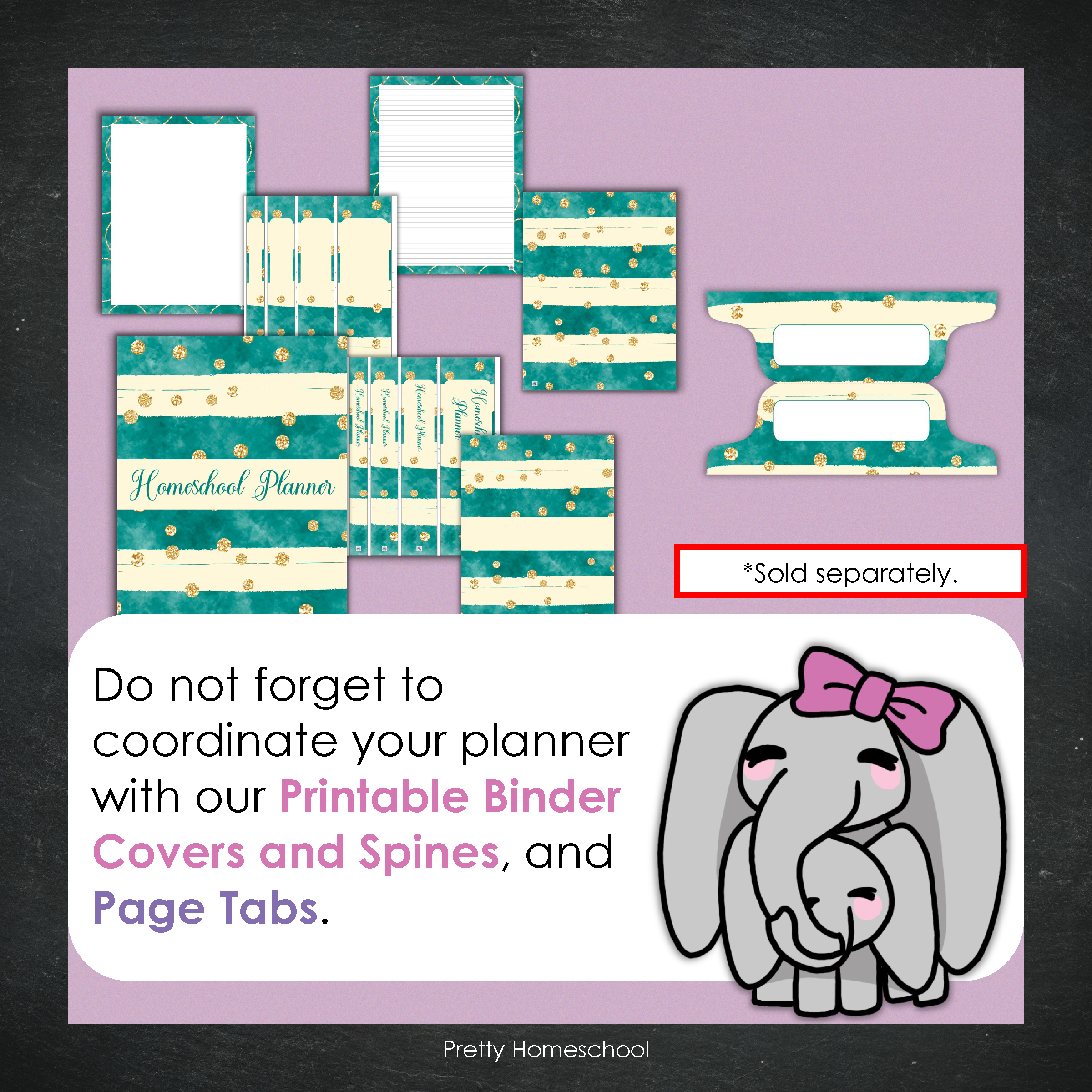 Printable Homeschool Planner | Digital PDF for Annotation or Printing | 2025-2026 School Year | Emerald and Gold Design