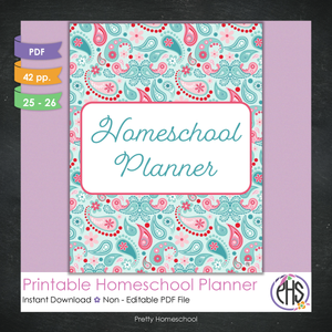 Printable Homeschool Planner | Digital PDF for Annotation or Printing | 2025-2026 School Year | Paisley Design
