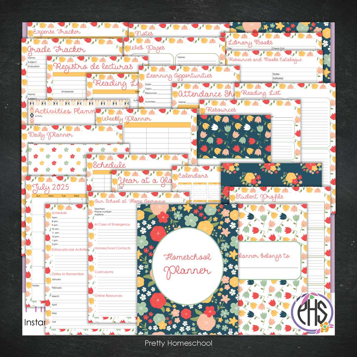 Pretty Pdf Printable Homeschool Planner | Digital PDF for Annotation or Printing ...