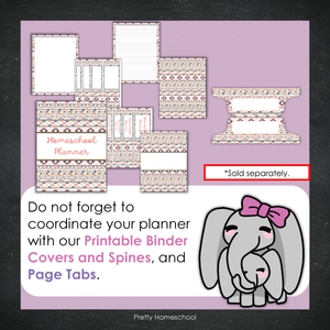 Printed Homeschool Planner | Daily & Weekly Organizer for 4 Students | Aztec Design + Digital PDF